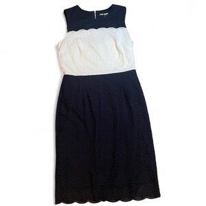 KARL LAGERFELD Block Lace Dress Navy Blue White Work Casual Business Spring‎